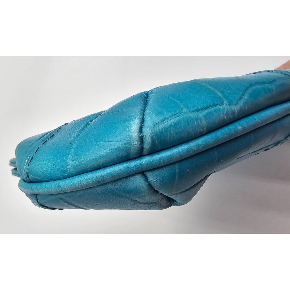 Maxx New York Blue Genuine Cow Embossed Leather Clutch - Picture 3 of 16